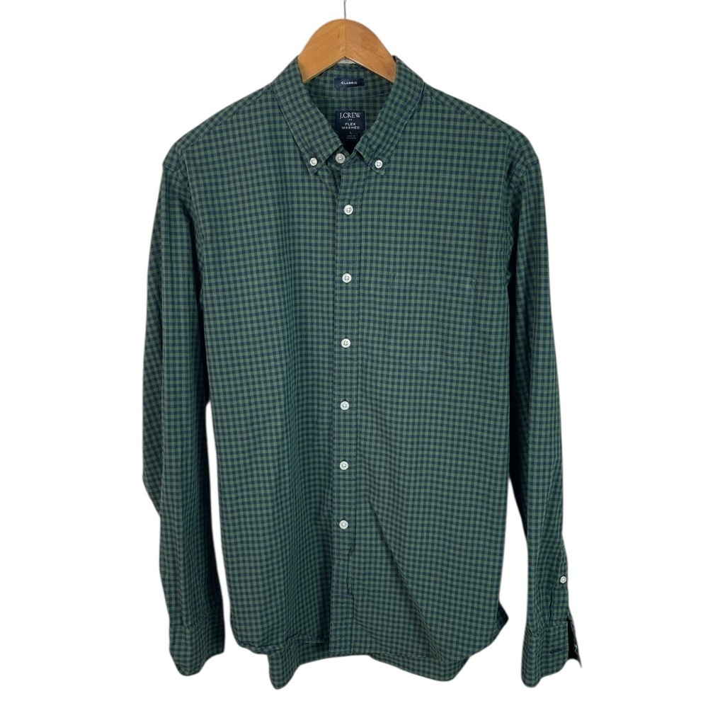 BF1084 Men’s J. Crew Classic Flex Washed Plaid Button Down Shirt L